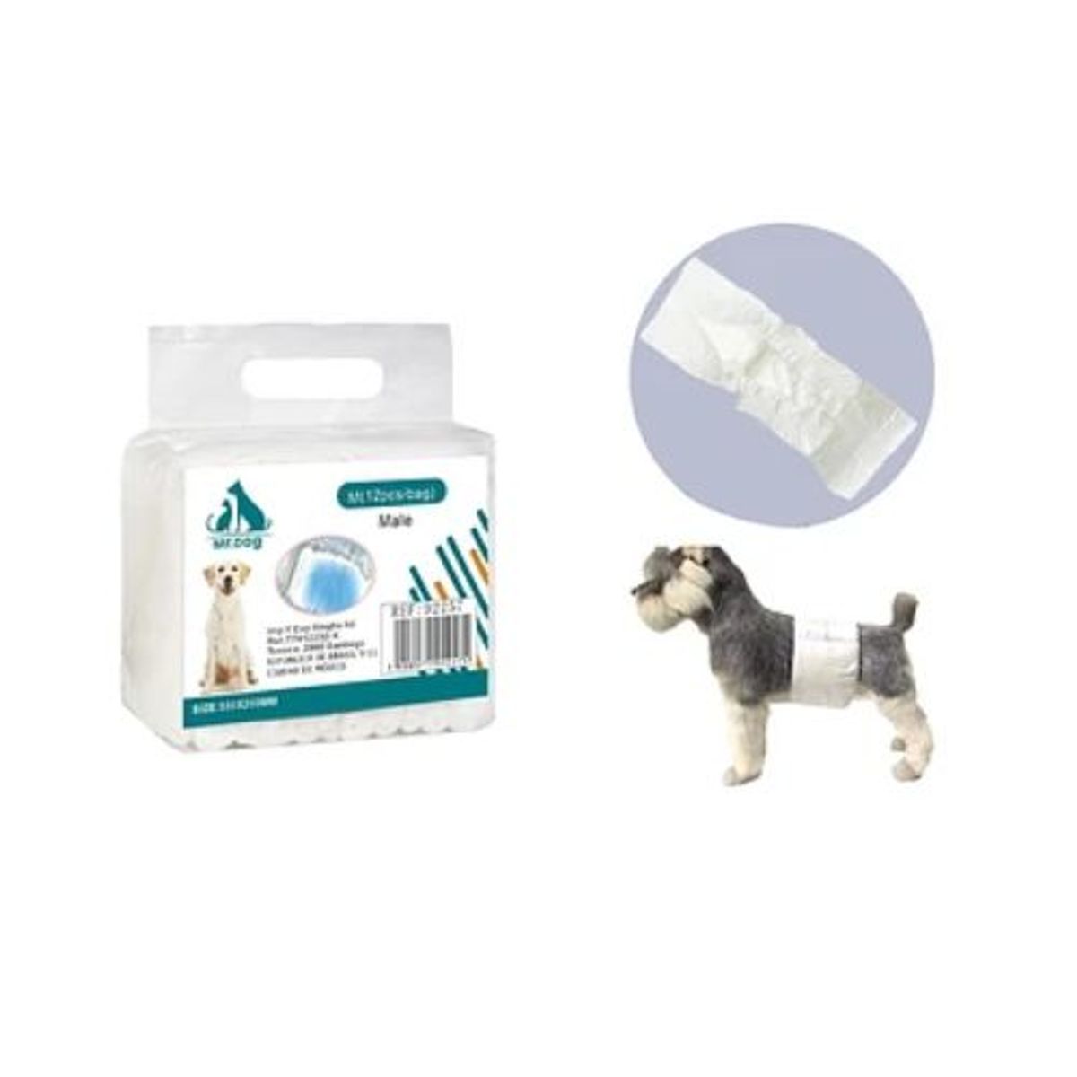 GENERICO - Pañal para perro talla M 3-6kg 18-53cm Celeste