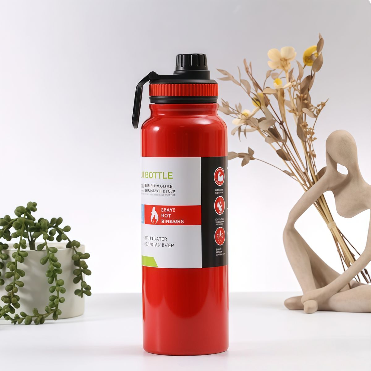 GENERICO - Termo Botella Agua Termica Acero Inoxidable 800ml Portátil Rojo