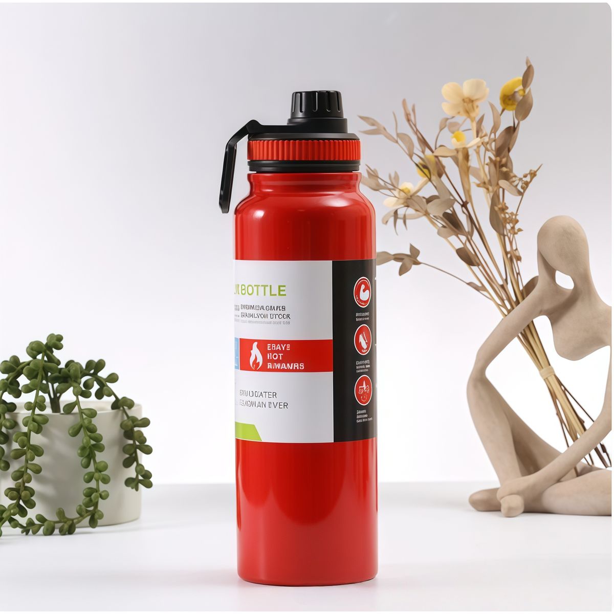 GENERICO - Termo Botella Agua Termica Acero Inoxidable 800ml Portátil Rojo