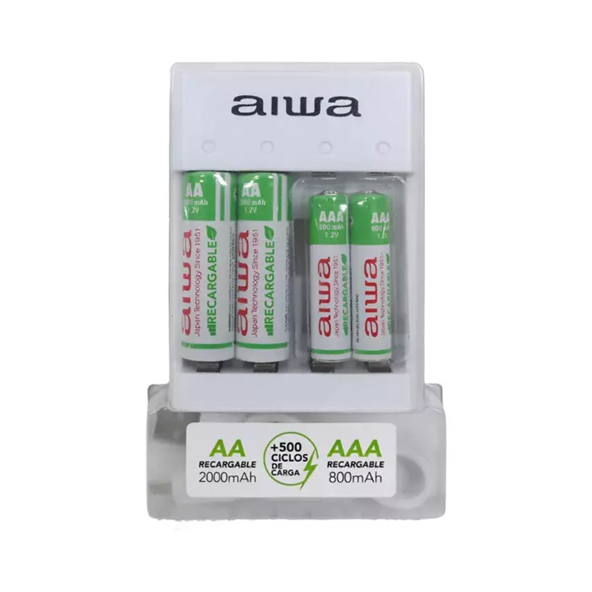 AIWA - Cargador De Pilas AA y AAA 4 Pilas Aiwa