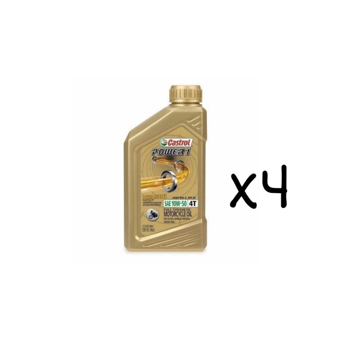 CASTROL - Pack 4L Aceite Moto y Cuatriciclos 10W 50 Full Sintetico Castrol 4t