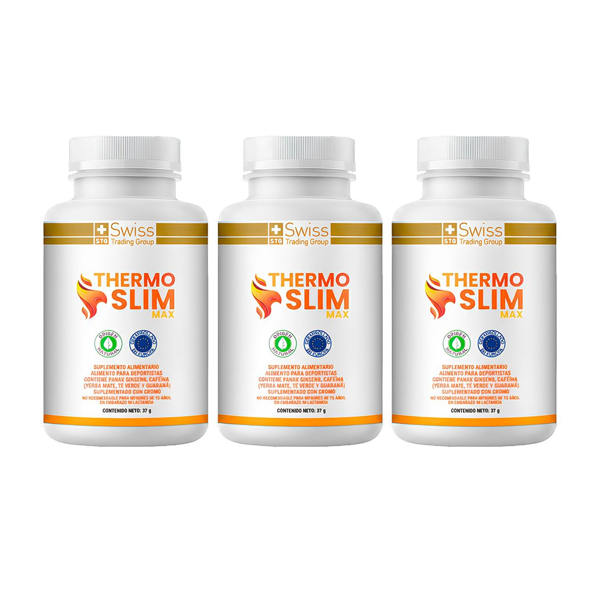 SWISS NATURE LABS - Suplemento Alimenticio Thermo Slim Quemador de Grasa 180 Capsulas Sin Azucar Con Ginseng Panax