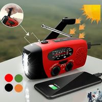Radio Portatil AM FM Solar Emergencia Linterna Manivela Dinamo Power Bank SOS Meteorologico