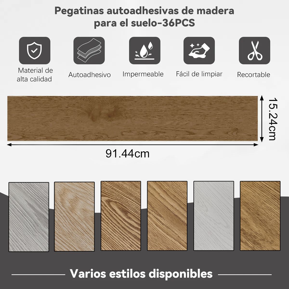 GENERICO - Pisos Vinilico Autoadhesivos Tipo Duela 91.2*15.2cm 5m2 36 Piezas