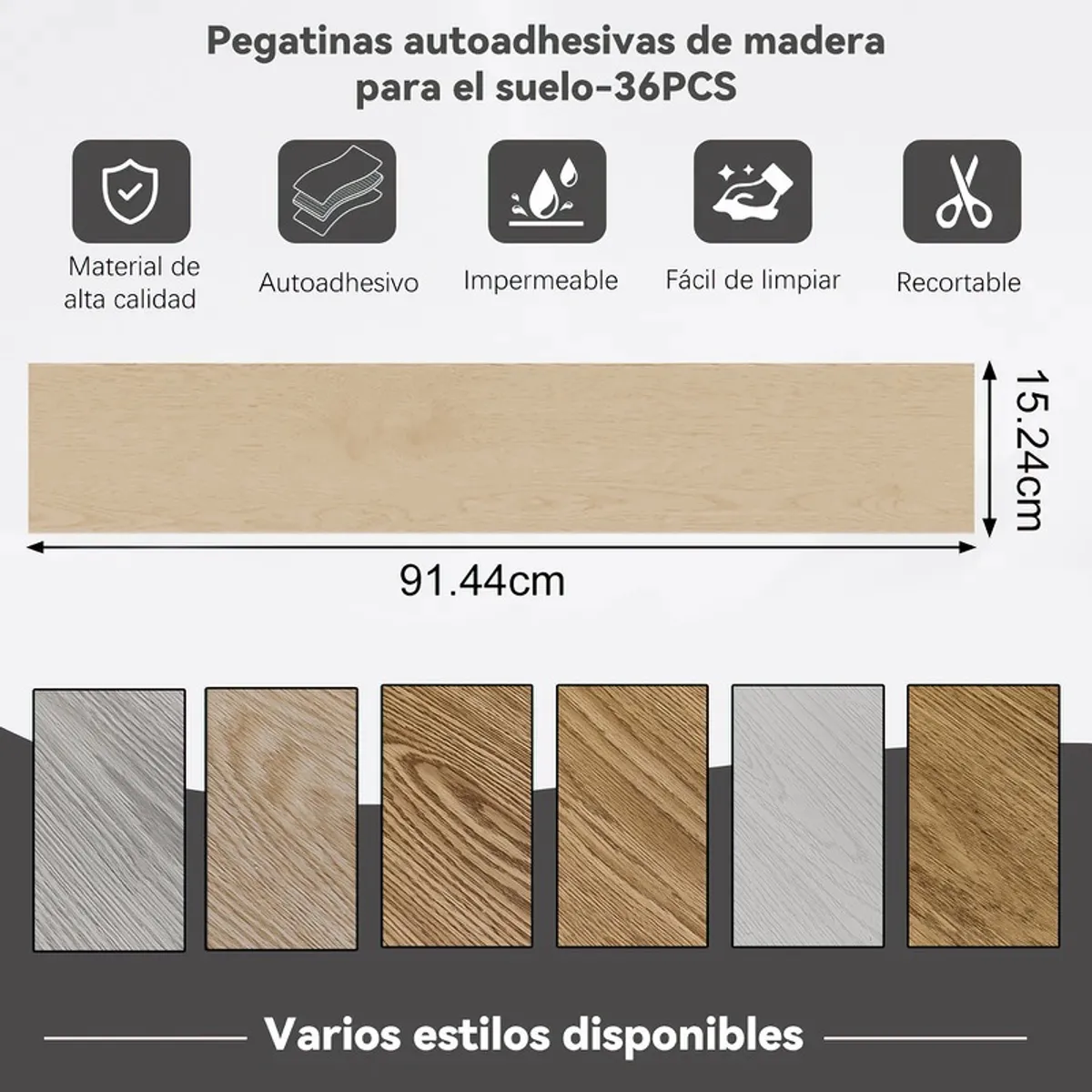 GENERICO - Pisos Vinilico Autoadhesivos Tipo Duela 91.2*15.2cm 5m2 36 Piezas