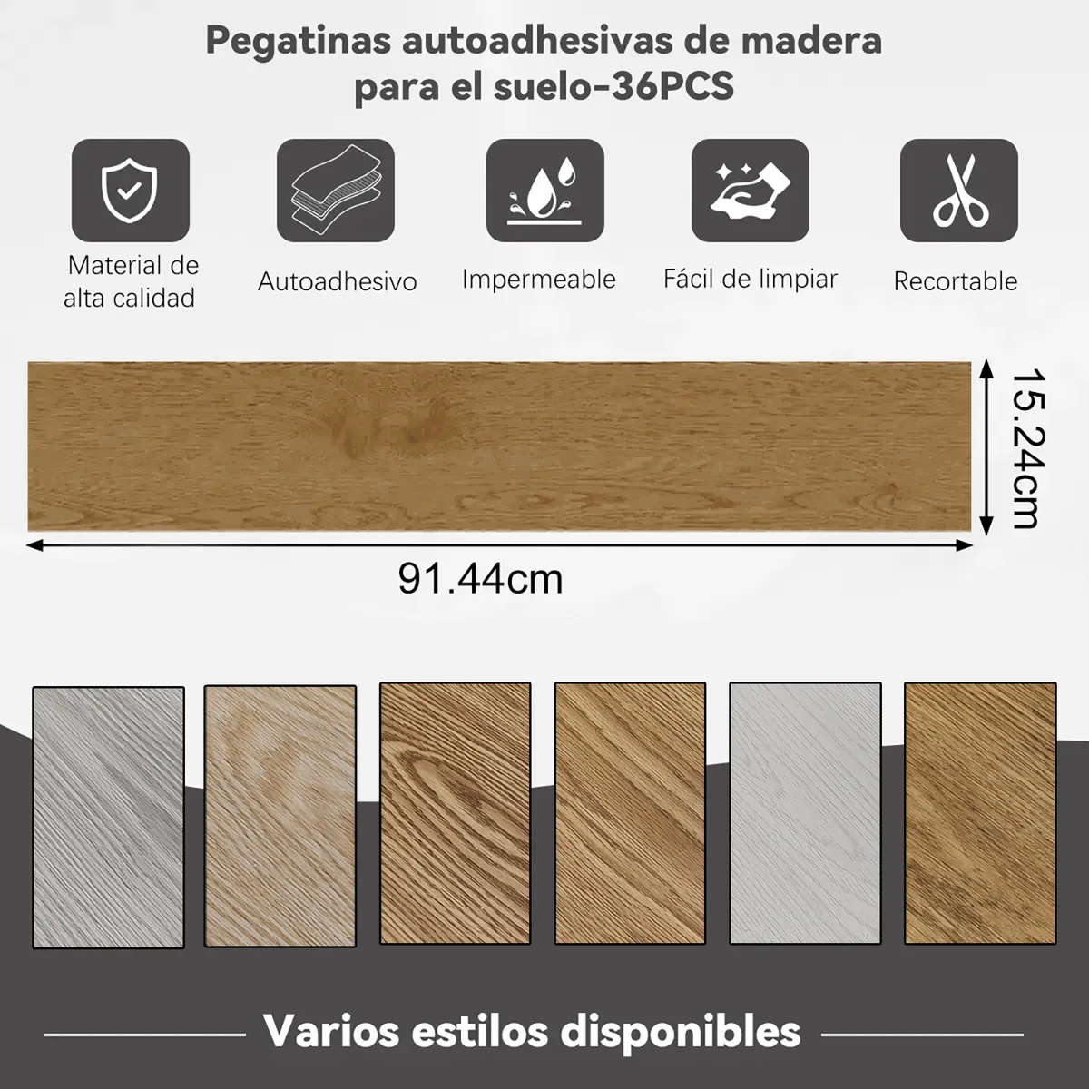 GENERICO - Pisos Vinilico Autoadhesivos Tipo Duela 91.2*15.2cm 5m2 36 Piezas