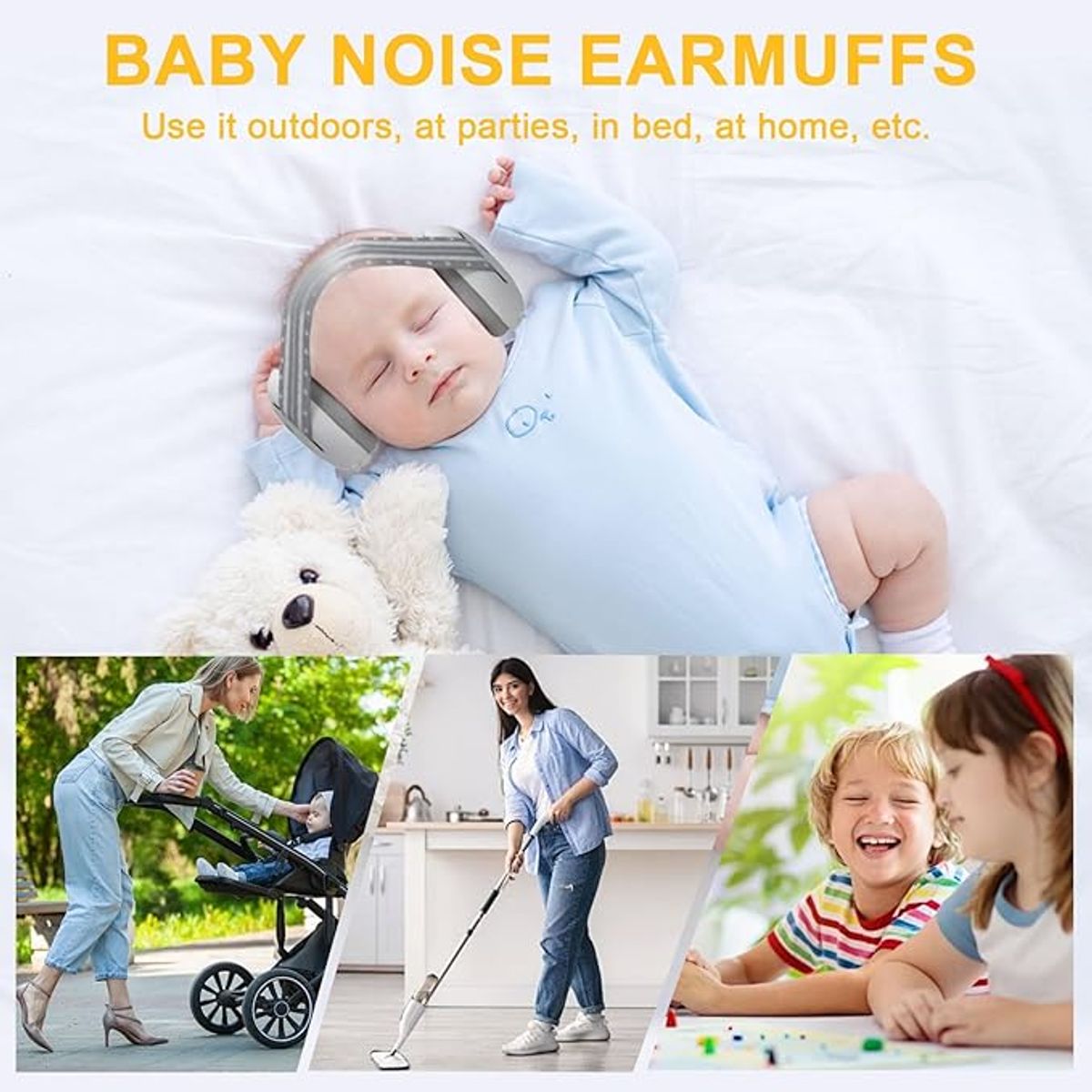 BLUEDREAMER - Auriculares Bebe Antiruido, 2 in 1 Protectores auditivos para bebés y niños pequeños 0-48 Meses