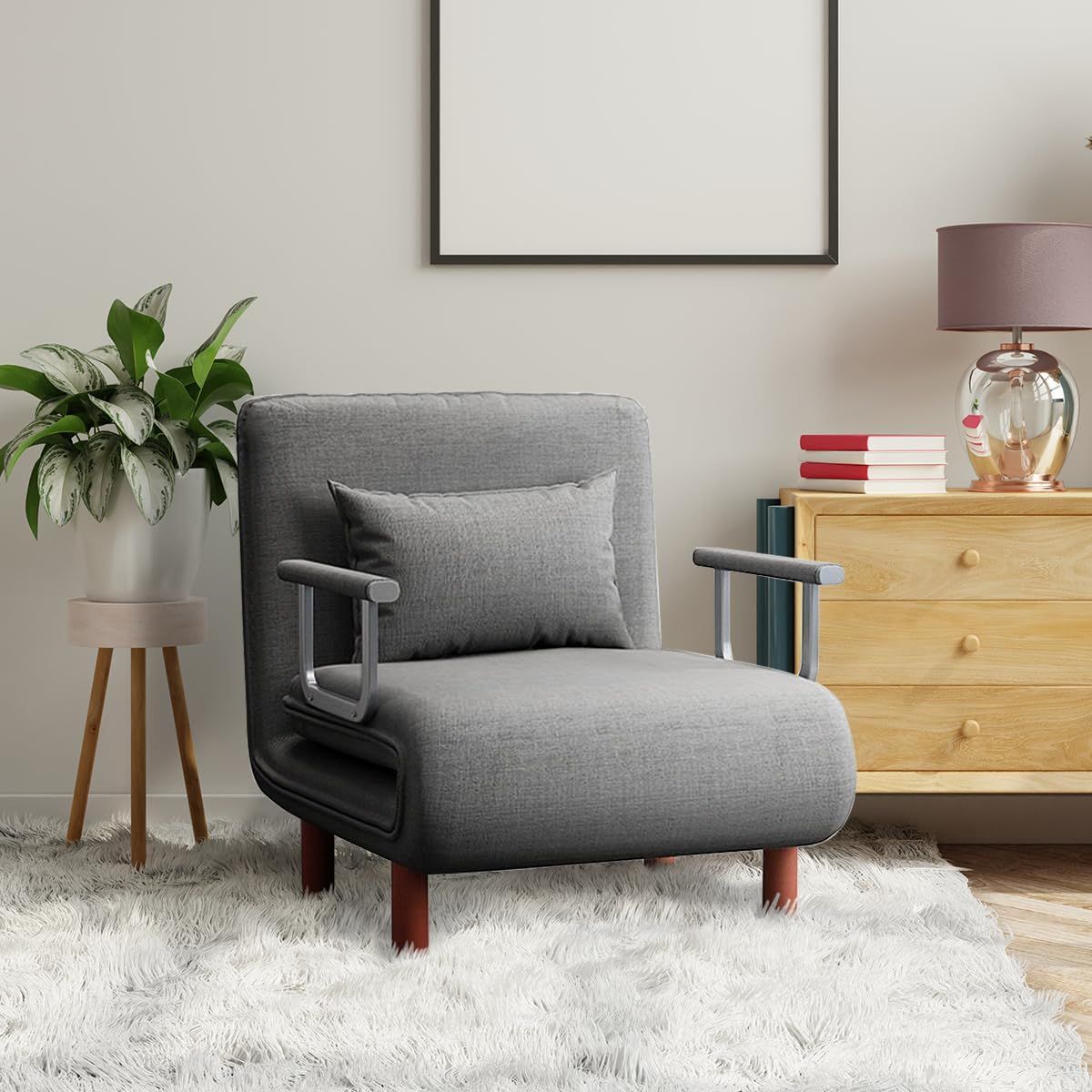 NEWTREE - Sofá Cama 80190cm Tejido De Algodón Y Lino Almacenaje