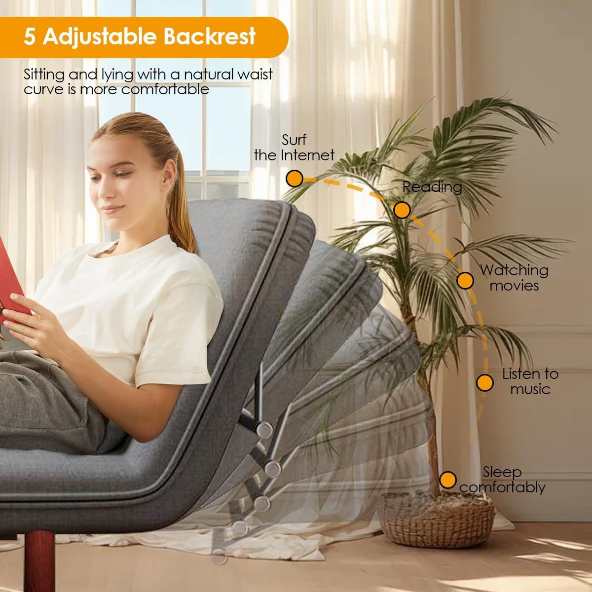 NEWTREE - Sofá Cama 80190cm Tejido De Algodón Y Lino Almacenaje