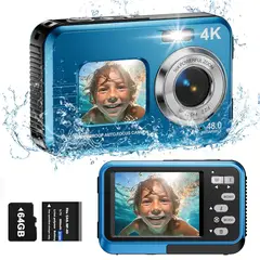 RENVMEXY - ¡Cámara 4K Sumergible 48MP IP68! Doble Pantalla, 60 Min Grabación