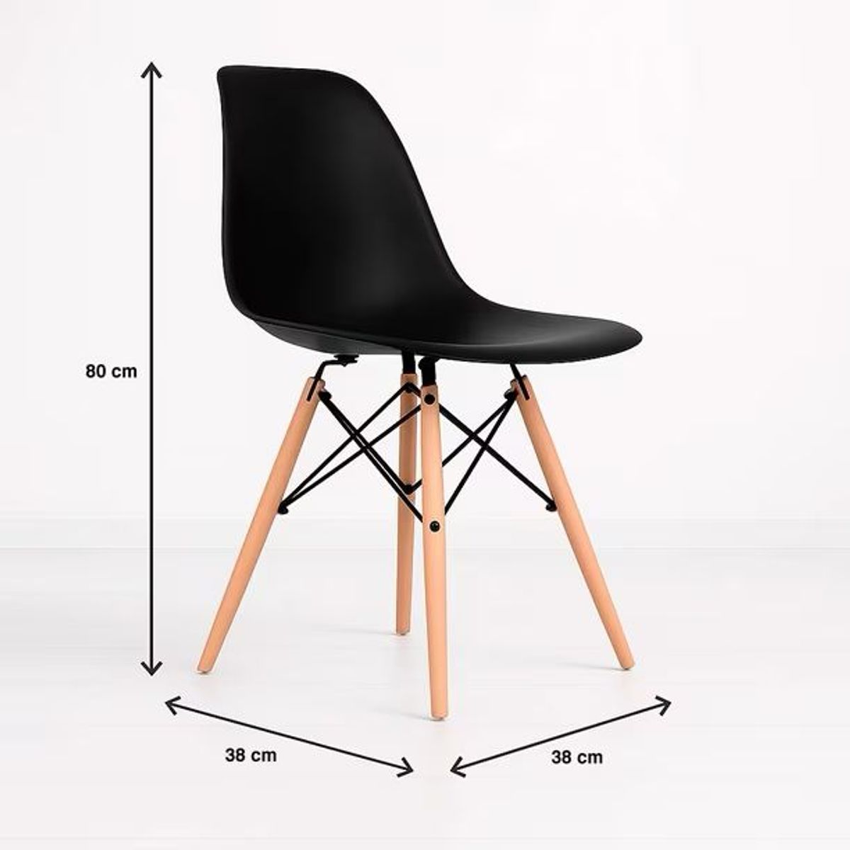 GENERICO - Pack 4 Sillas Eames Negras