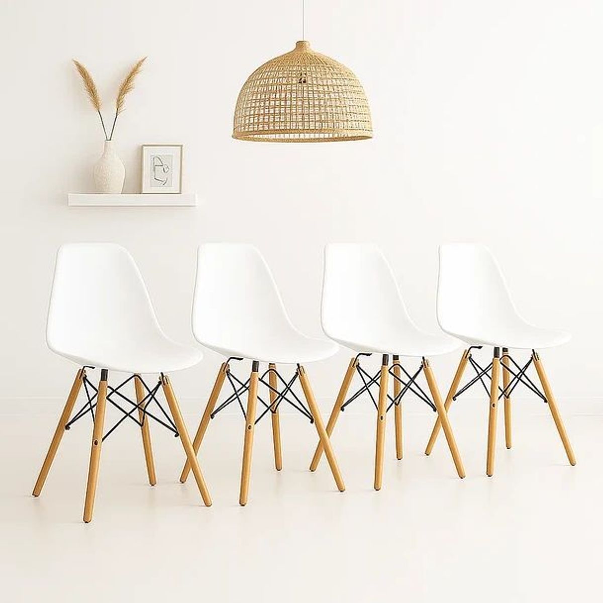 GENERICO - Pack 4 Sillas Eames Blancas