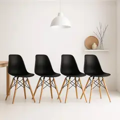 GENERICO - Pack 4 Sillas Eames negras