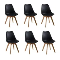 Pack 6 Sillas Tulip / Eames Acolchadas Estructura de la silla Negro