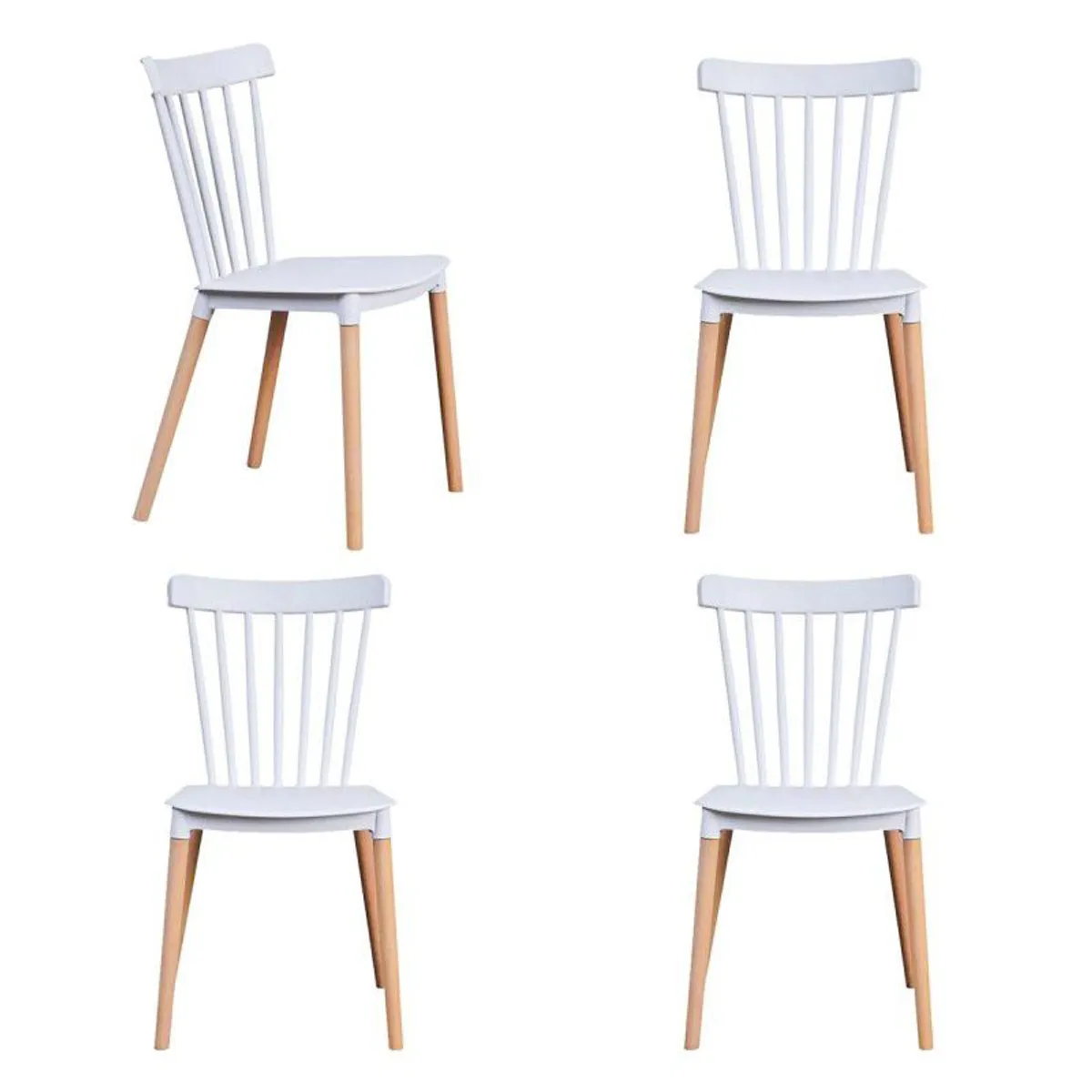 GENERICO - Pack 4 Sillas Blanco Retro Estilo Vintage Windsor