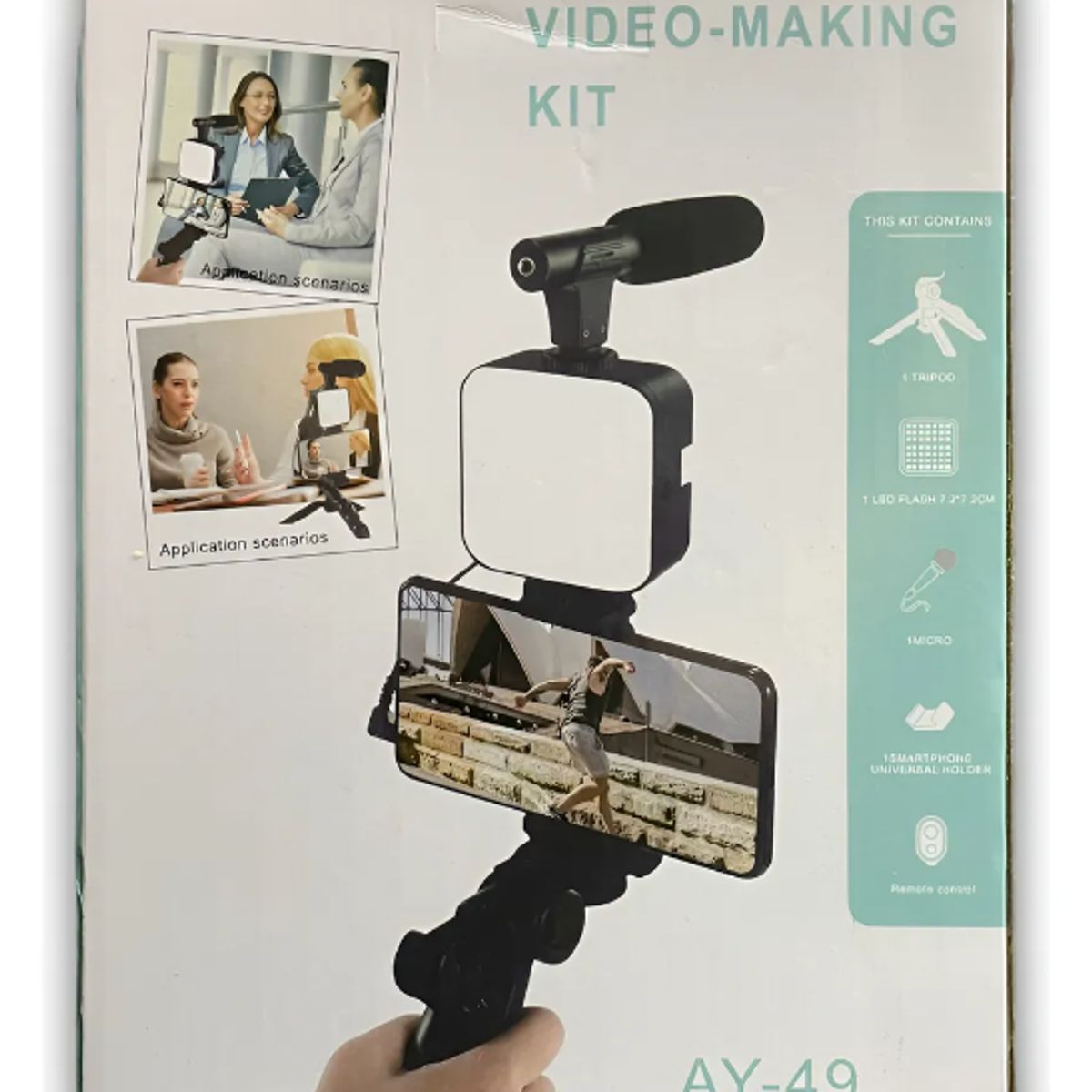 GENERICO - Kit De Grabacion Con Microfono Luz Led Y Tripoide Portatil