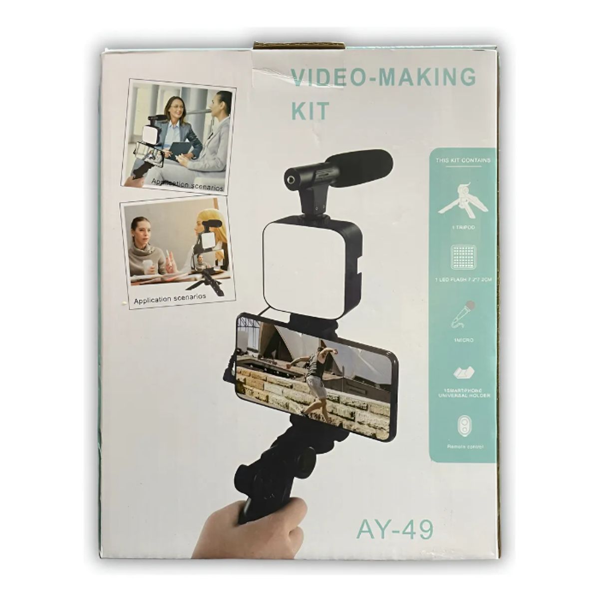 GENERICO - Kit De Grabacion Con Microfono Luz Led Y Tripoide Portatil