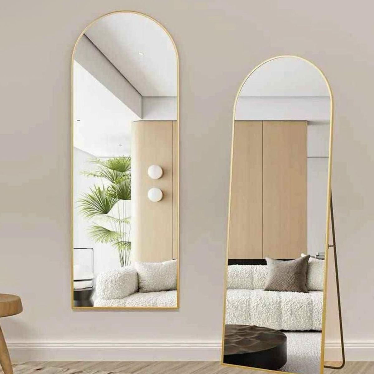 GENERICO - Espejo Pedestal Ovalado Dorado 160x50 Cm