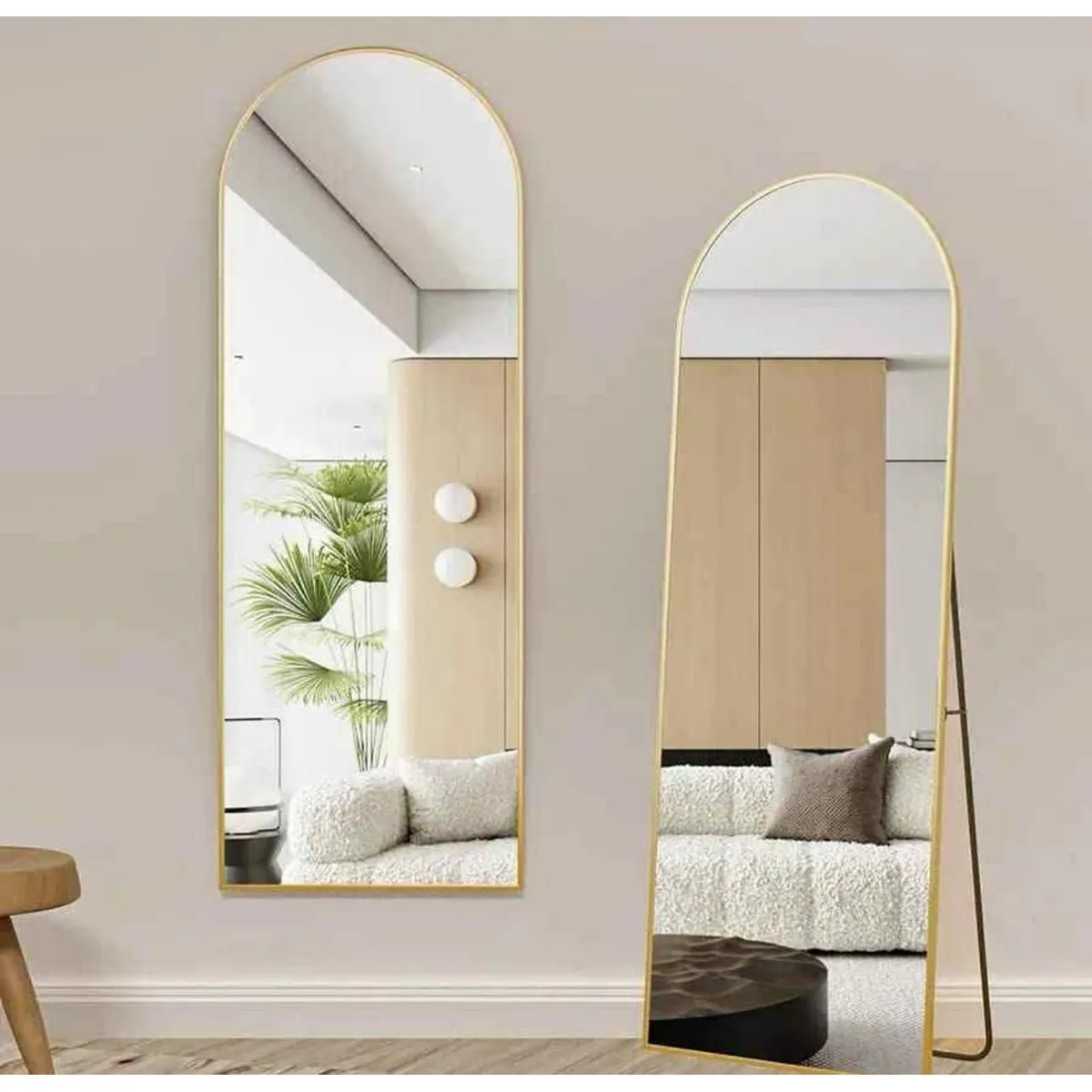 GENERICO - Espejo Pedestal Ovalado Dorado 160x50 Cm