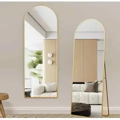 GENERICO - Espejo Pedestal Ovalado Dorado 160x50 Cm