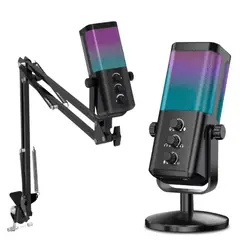 UMEXUS - Micrófono De Streaming Podcast Rgb Gamer Color Negro