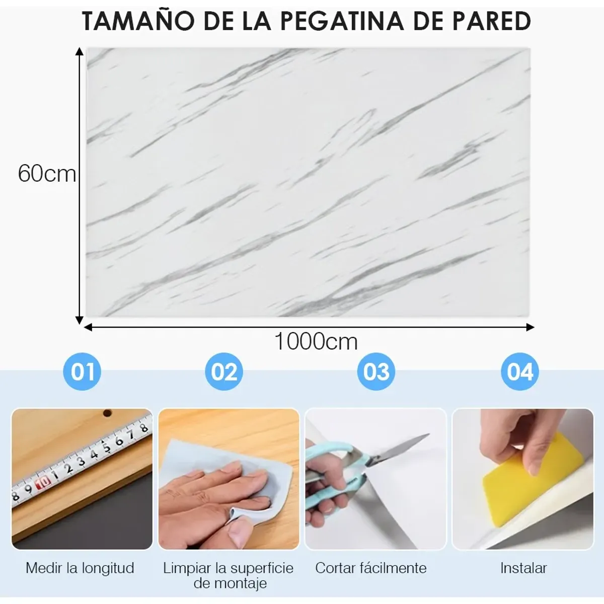 GENERICO - Papel Tapiz Adhesivo Mármol Impermeable Para Encimera Cajon 10mX60cm