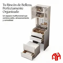 ANYHOGAR - Tocador Lujo Espejo Tipo Velador Con Taburete Con Luz 160cm