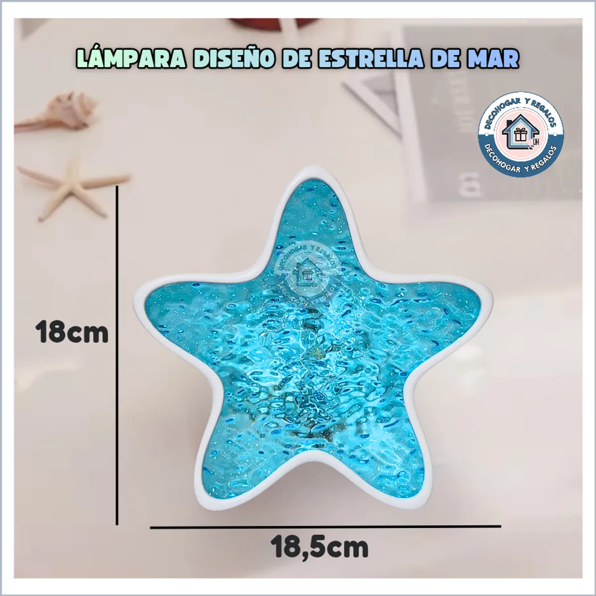 GENERICO - Lámpara Proyector Nocturna Led Estrella de Mar, 7 Colores, Recargable