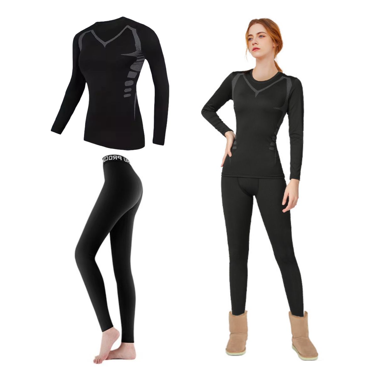 ATURE - Conjunto De Leggings De Ropa Interior Ajustados Y Cálidos