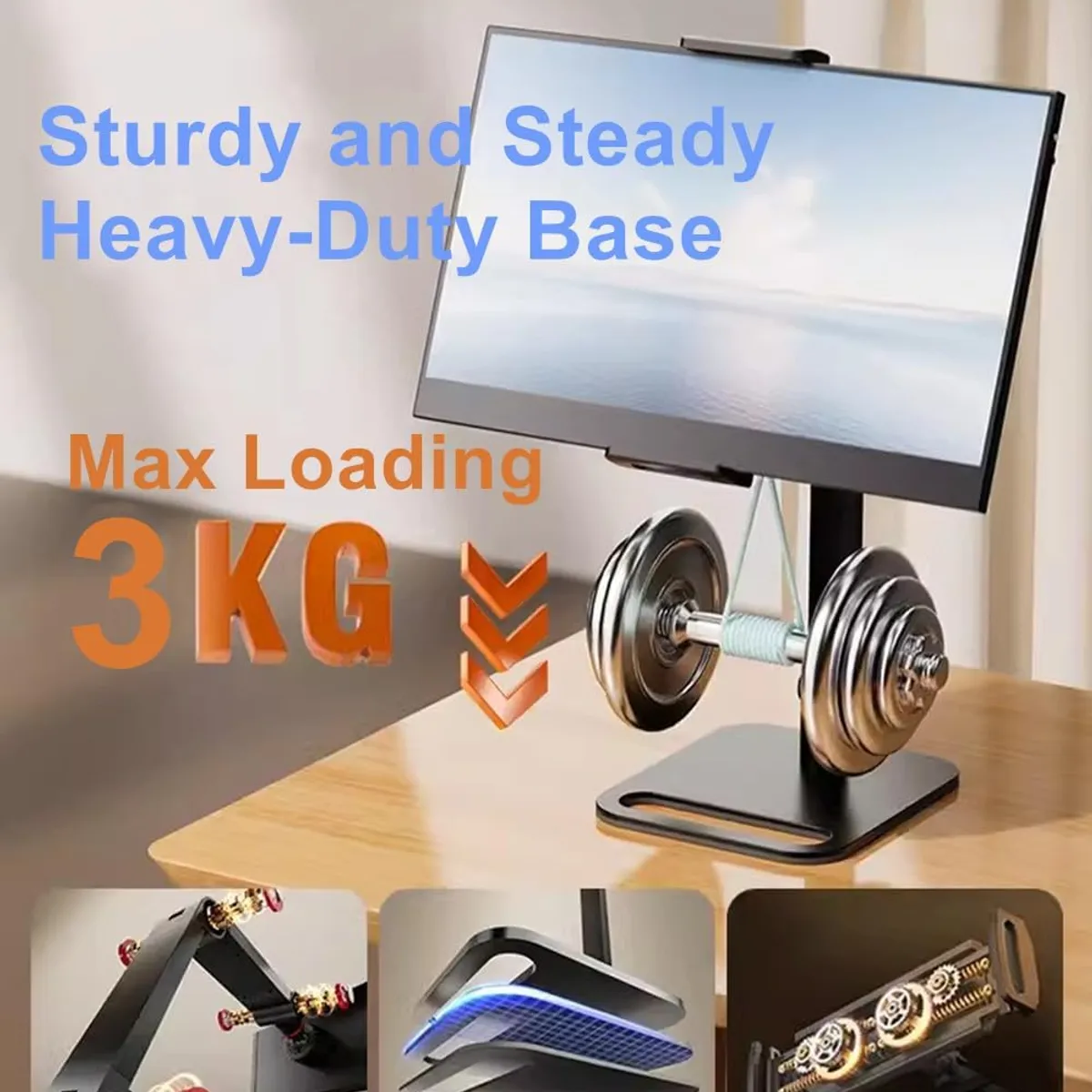 BLUEDREAMER - Soporte de monitor portátil para pantalla de 12 a 17.3 pulgadas, soporte de metal