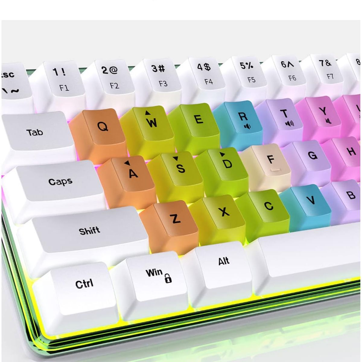 BLUEDREAMER - Teclado mecánico RGB, teclado para juegos, diseño compacto, 61 teclas