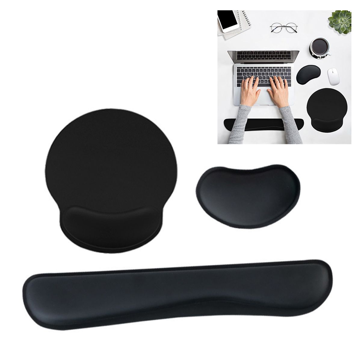 GENERICO - Juego De 3 Piezas Alfombrilla De Ratón Ergonómica Antideslizante Para Oficina y Gaming