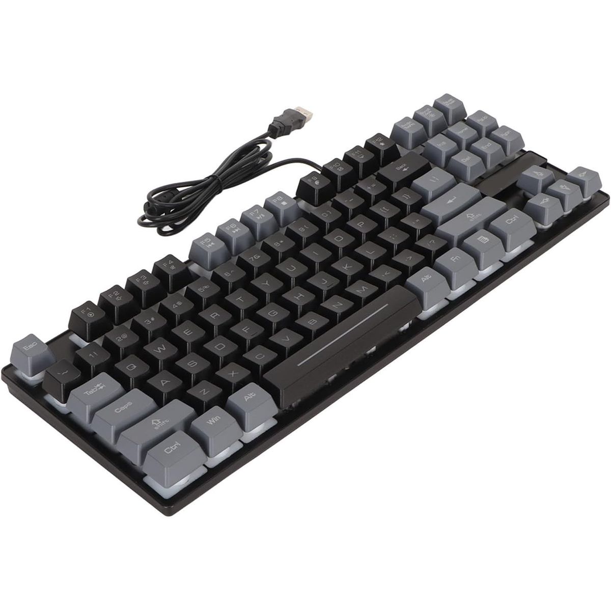 BLUEDREAMER - Teclado mecánico para juegos retroiluminación RGB 87 teclas, conexión por cable USB teclas flotantes