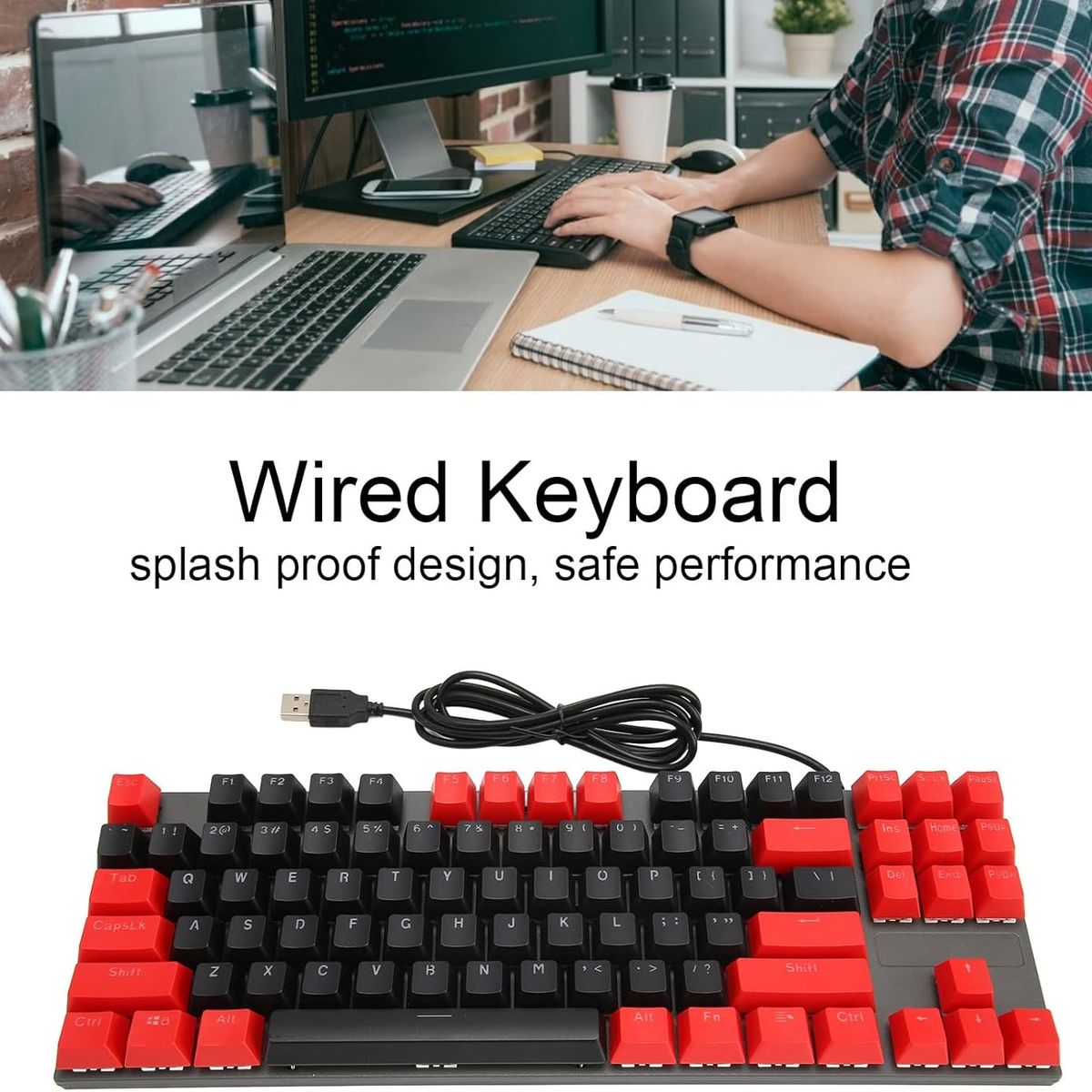 BLUEDREAMER - Teclado mecánico para juegos retroiluminación RGB 87 teclas, conexión por cable USB teclas flotantes