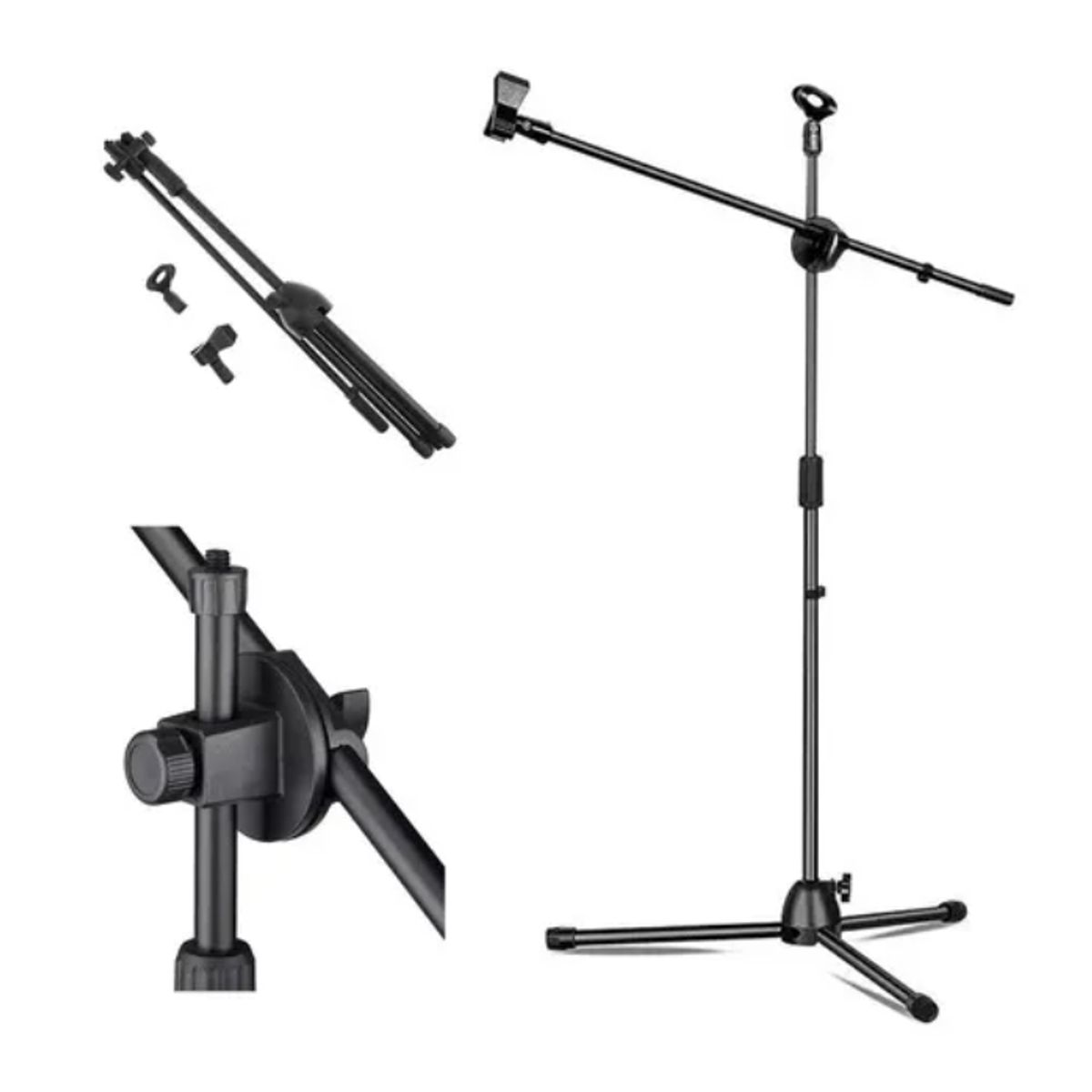 IRM - Atril Micrófono Pedestal Con Boom Ajustable Profesional Color Negro