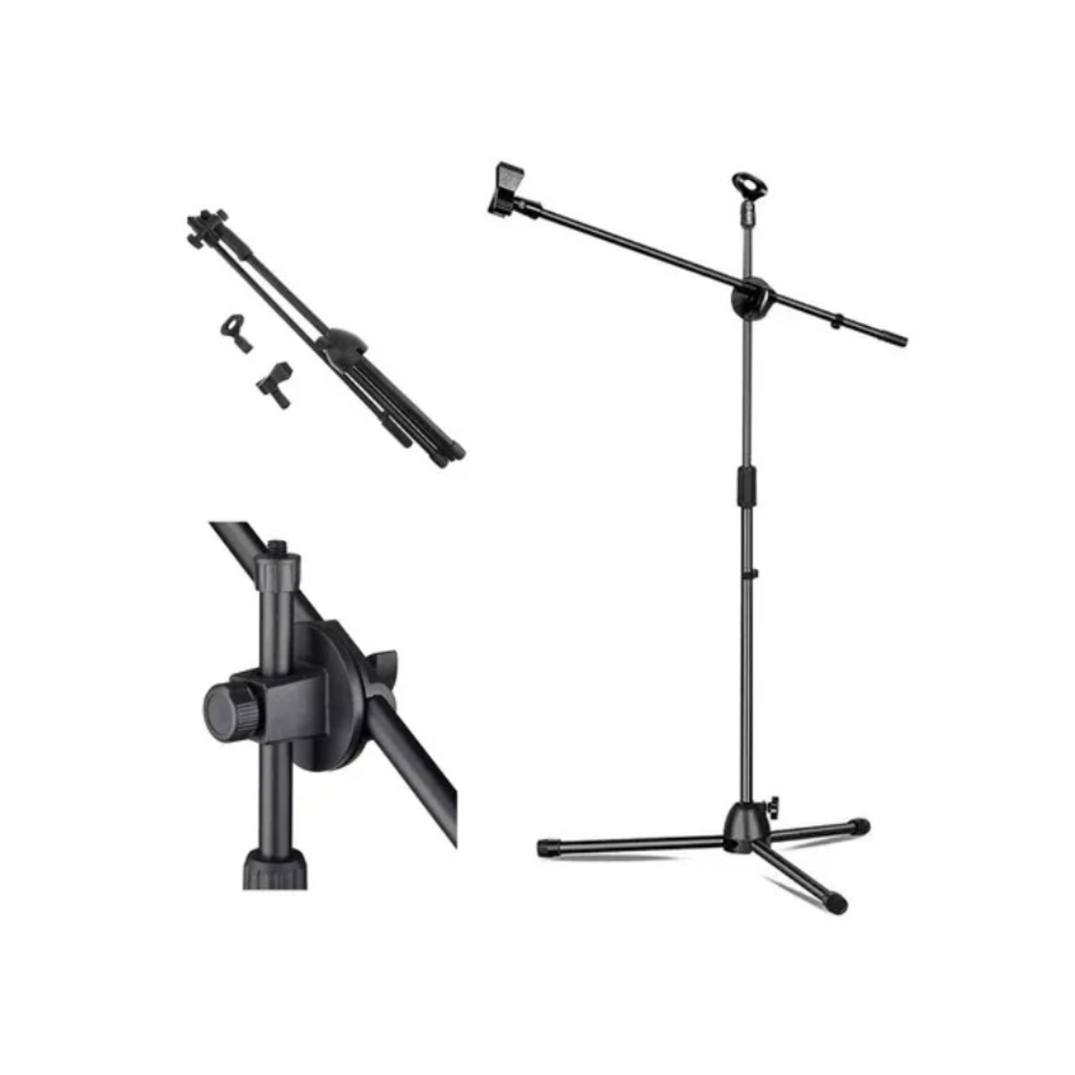 IRM - Atril Micrófono Pedestal Con Boom Ajustable Profesional Color Negro