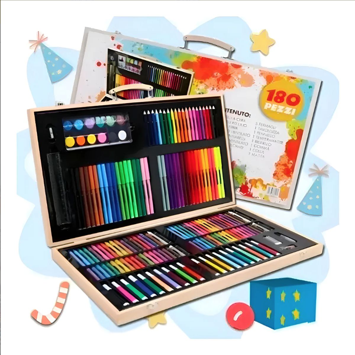 IRM - Set De Dibujo Y Pintura, Lápices Y Accesorios 180 Piezas