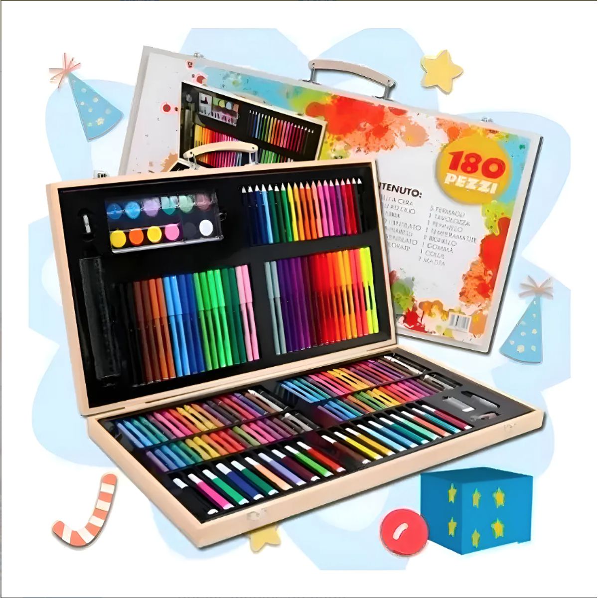 IRM - Set De Dibujo Y Pintura, Lápices Y Accesorios 180 Piezas