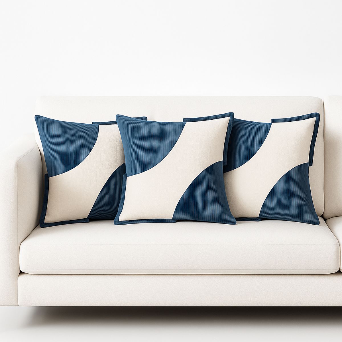 ARMONIA - Pack 3 Fundas Felpa Azul Bicolor 45x45cm Suave 686