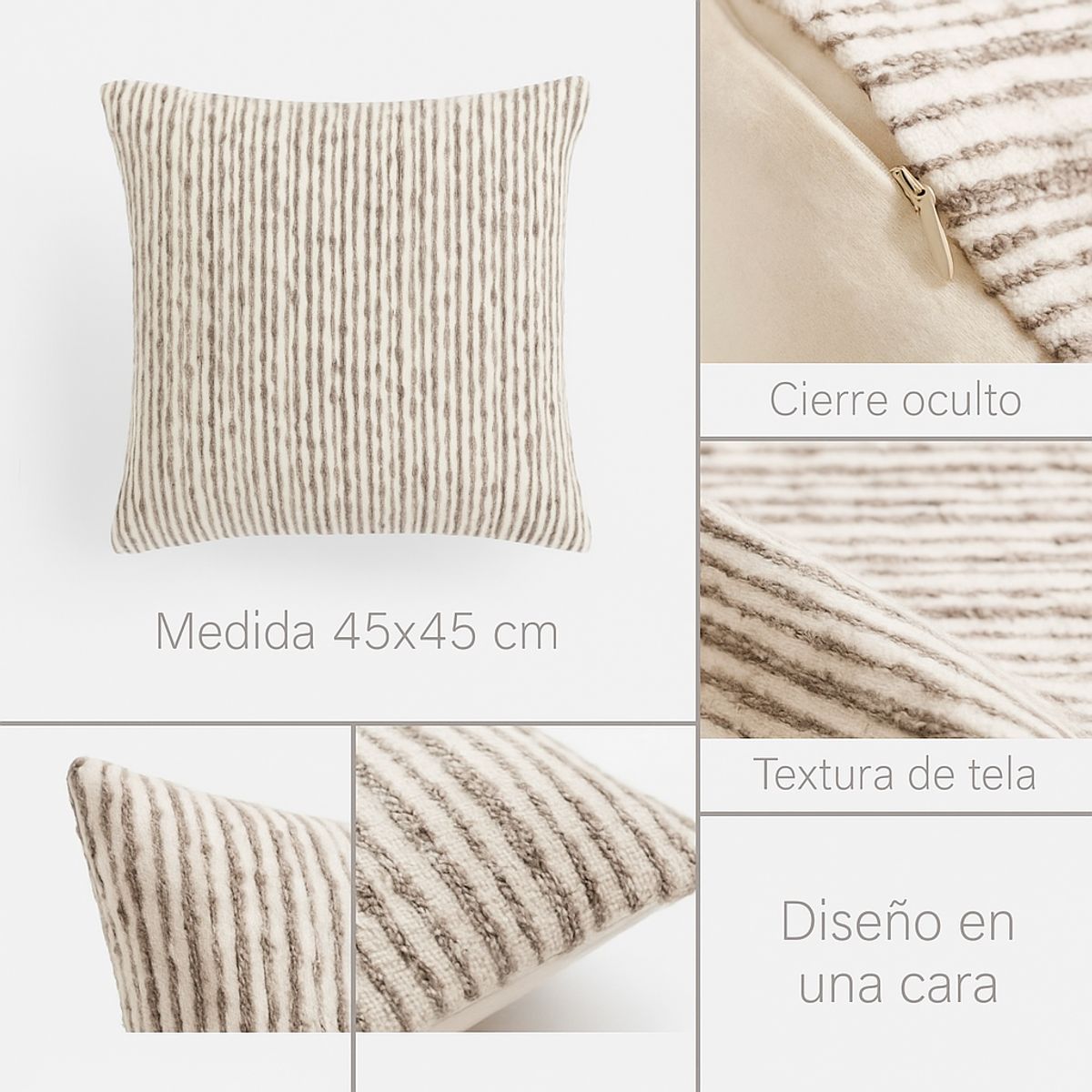 ARMONIA - Set 3 Fundas Chenille Marrón 45x45cm Estilo Elegante 785