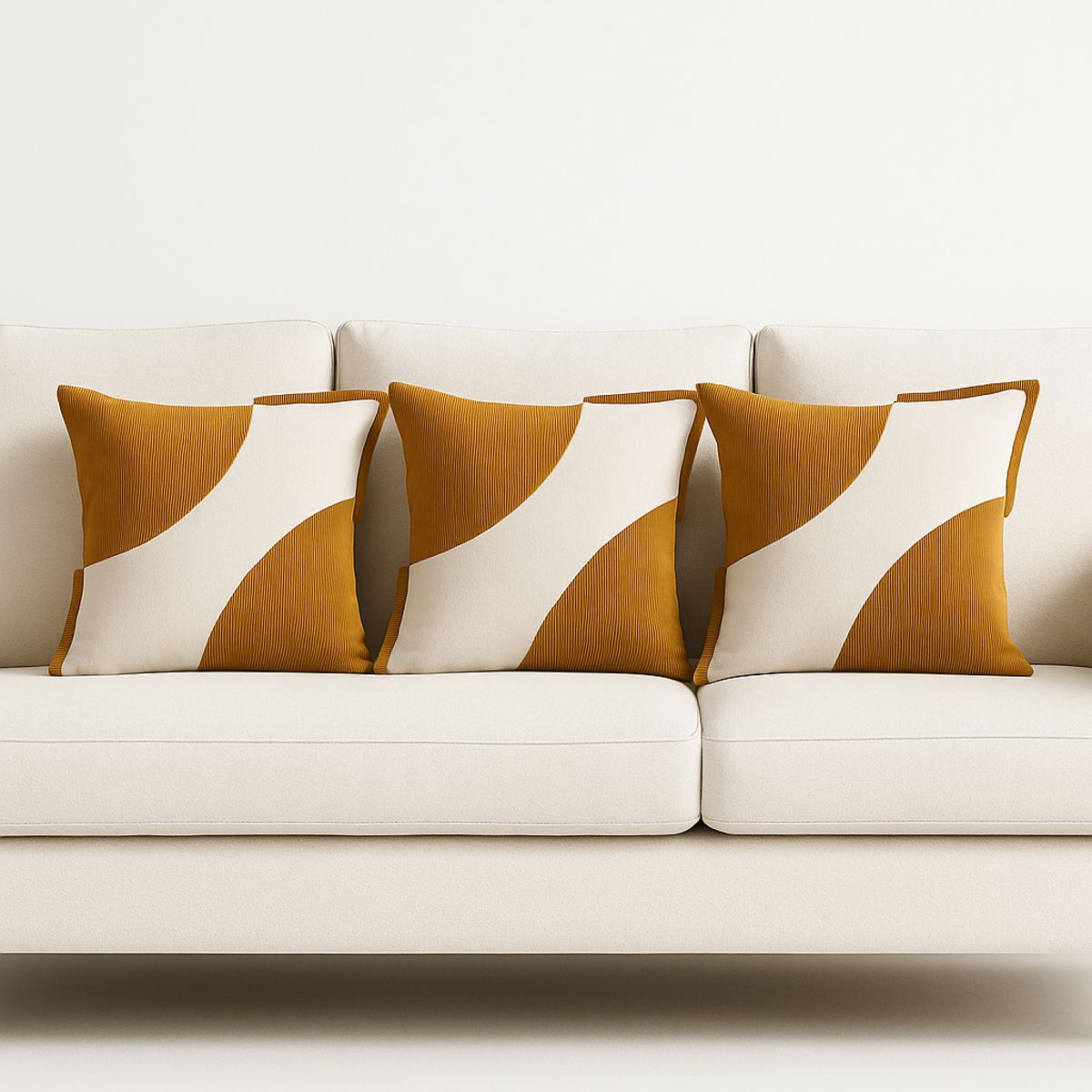 ARMONIA - Juego 3 Fundas Camel Bicolor 45x45cm Estilo Felpa 686