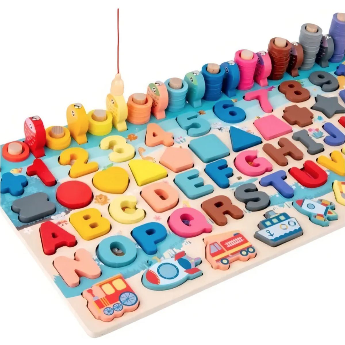 IRM - Tablero Juego Educativo Montessori Letras Números Figuras Color Colores