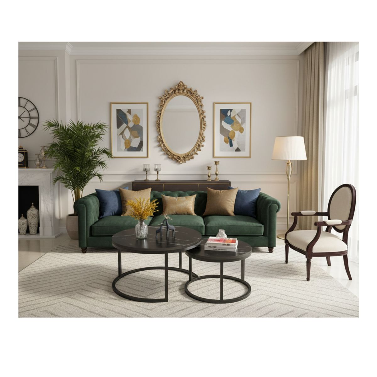 GENERICO - Mesa De Centro Auxiliar Doble Melamina 70x50cm 34x40cm Negro