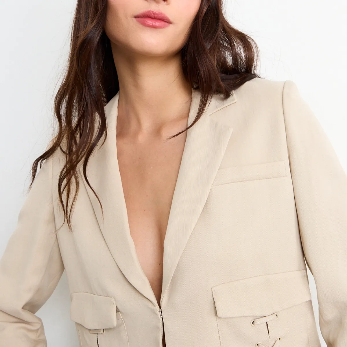 IO - Blazer Liso Mujer Beige Io