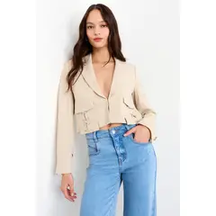 IO - Blazer Liso Mujer Beige