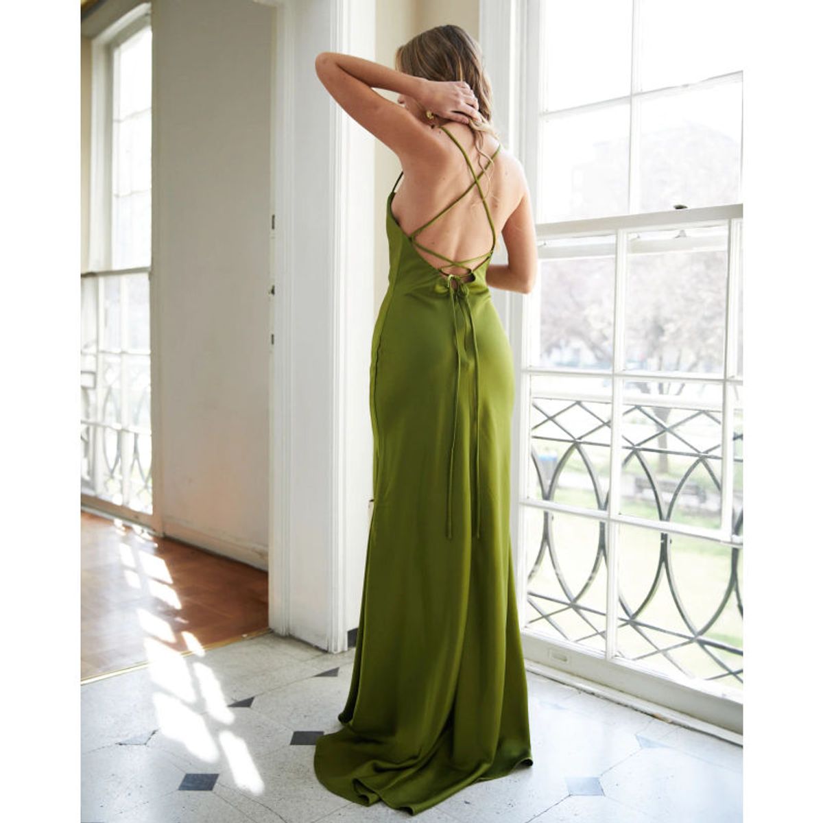 MI PLACARD - Vestido Largo de Fiesta Alina Verde Limón