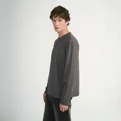 ELLUS - Polera Hombre Manga Larga Con Botones En Cuello