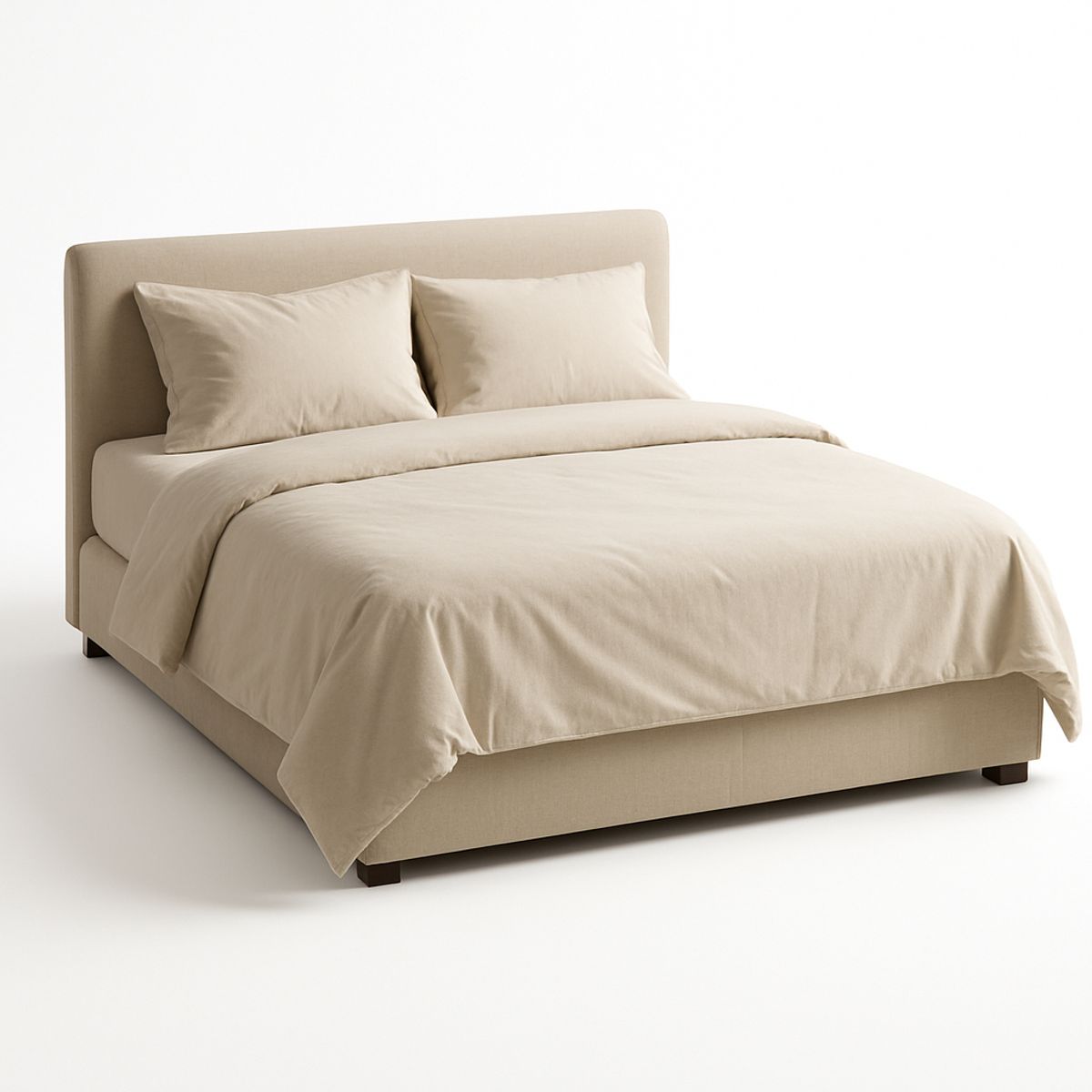 ARMONIA - Juego Sábanas Algodón 800 Hilos Beige 2 Plazas