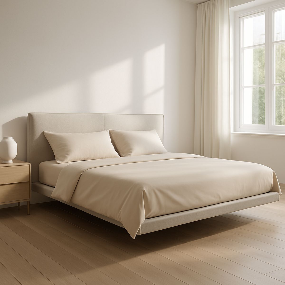 ARMONIA - Juego Sábanas Suaves Beige 800 Hilos 2 Plazas