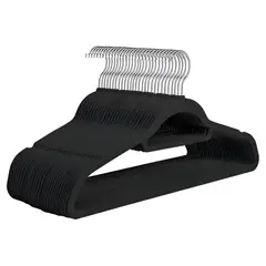 OKAY - Pack 20 Colgadores De Ropa Perchas Terciopelo Antideslizante Color Negro